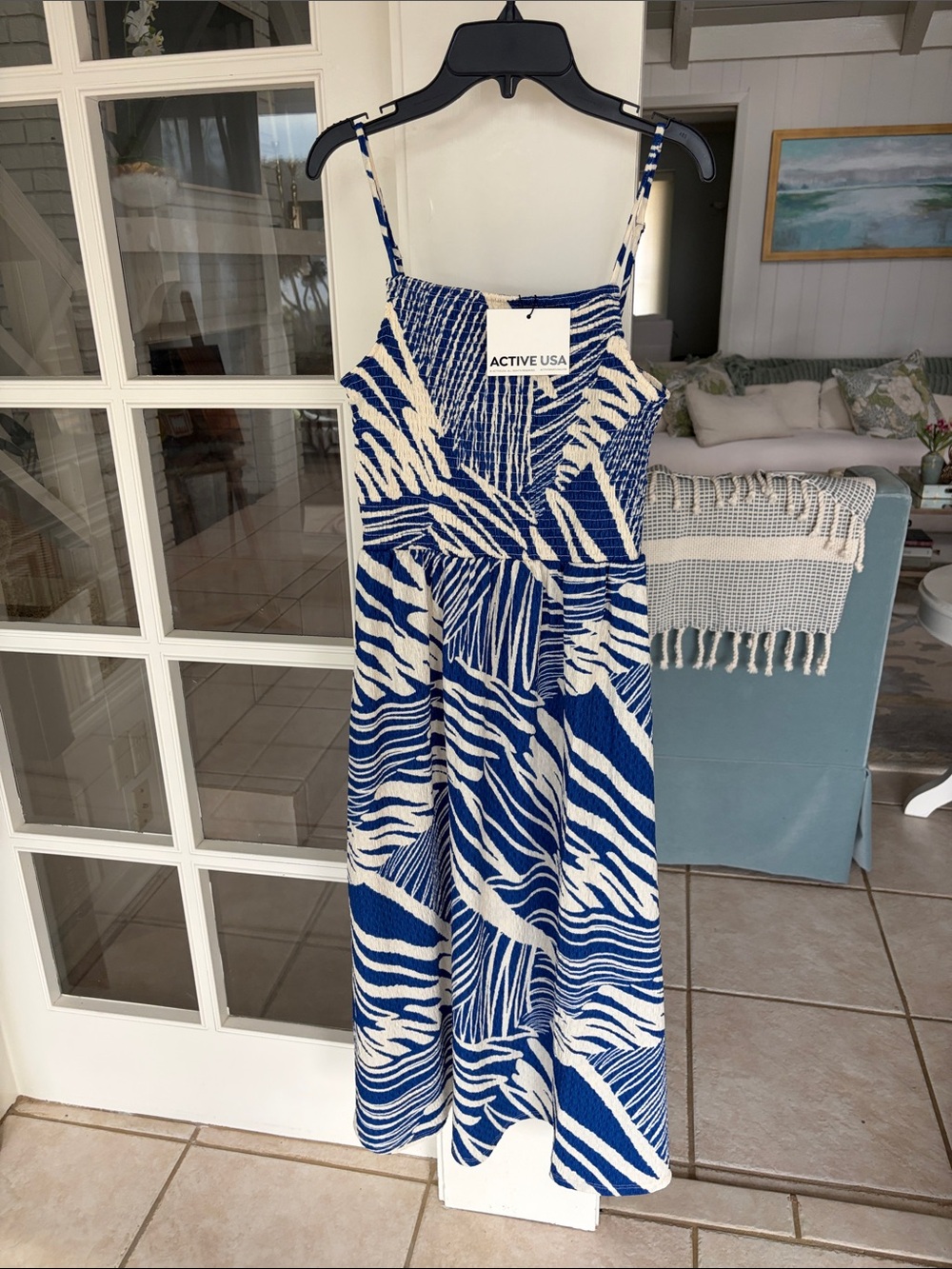 Active USA Blue and White Strappy Sundress